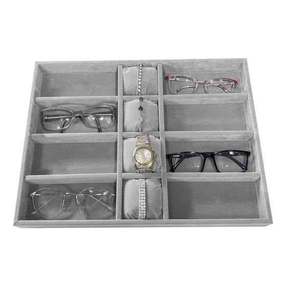 Organizador Para Gaveta 40x30x3,5cm Veludo Óculos E Relógios