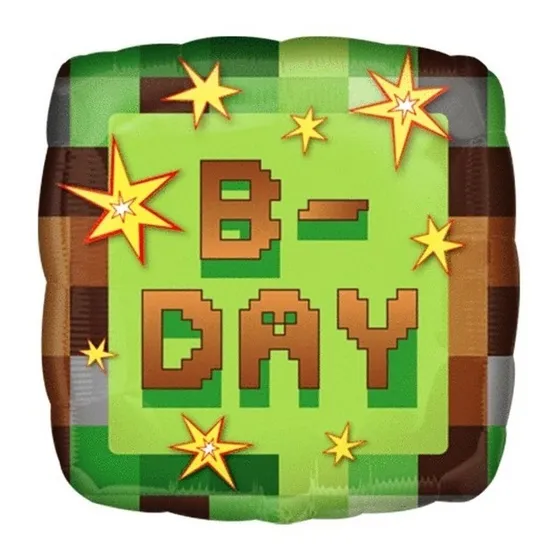 Globo Mylar 18  Anagram Pixel Verde Gamer Fiesta