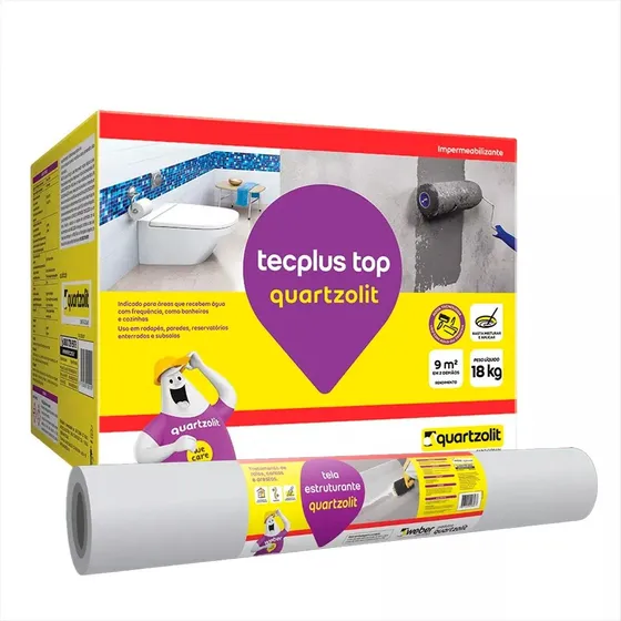 Tecplus Top Impermeável + Tela Estrutural Quartzolit