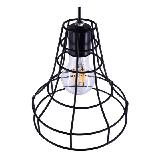 Lampara Colgar Vintage Jaula Metalica Negra Lh2316