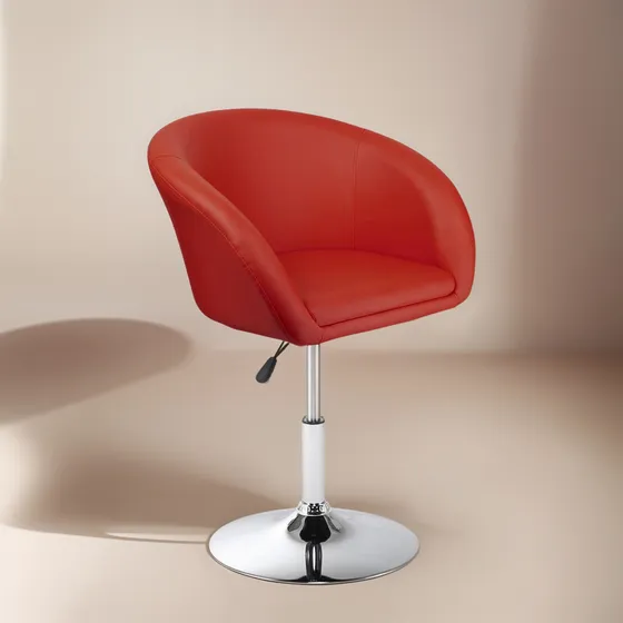 Silla Taburete Butaca En Cuero Lumax Modelo Stella - Rojo