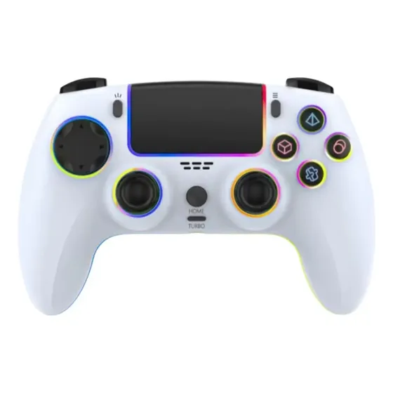 Joystick Bluetooth Para Ps4 Seisa Inalambrico Rgb Turbo Pc Color Blanco
