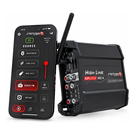 Módulo Amplificador Automotivo Stetsom HL4004 400W RMS 4 Canais DSP Player Bluetooth USB FM