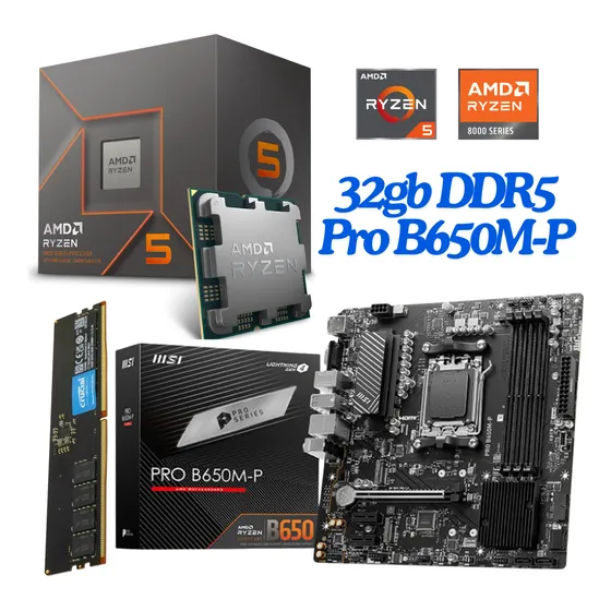 Combo Amd Ryzen 5 8600g Motherboard Msi Pro B650m 32gb Ddr5
