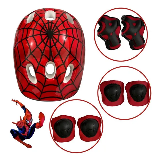 Kit De Proteção Bike Infantil Com Capacete Homem Cores