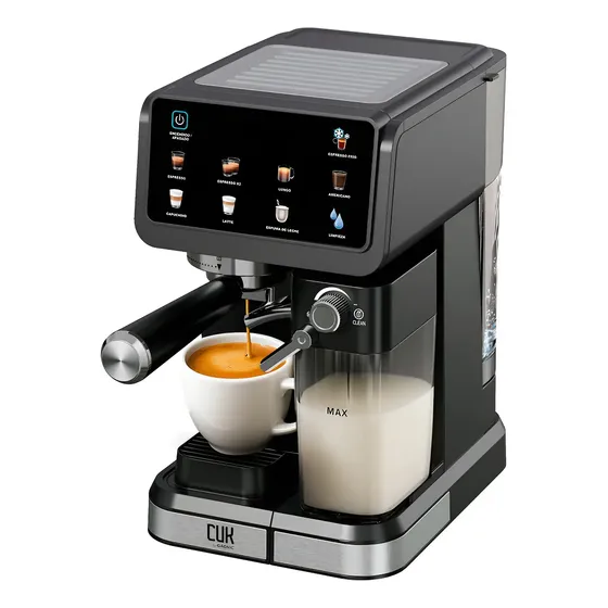 Cafetera Expreso Cuk By Gadnic Cm5600 Semi Automatica 20 Bar 1350w Pantalla Tactil Iluminada Deposito De Agua 1.5 Litros... Negro