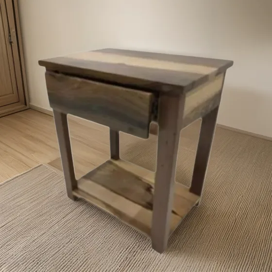 Mesa De Luz Guayubira Con Un Cajón.