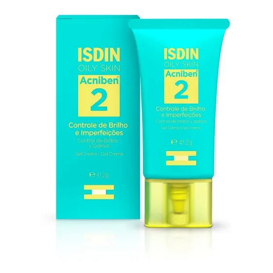 ISDIN Acniben Passo 2 Gel creme para o controle de brilho, matifica e ajuda na redução de espinhas textura leve, 41,2g