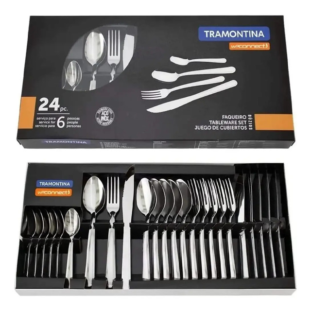 Faqueiro Tramontina Búzios Em Aço Inox Com Detalhe 24 Peças Faqueiro Tramontina Búzios Em Aço Inox Com Detalhe 24 Peças