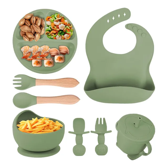 Platos Para Bebés De Silicona Con Tazón Cuchara Tenedor Babe