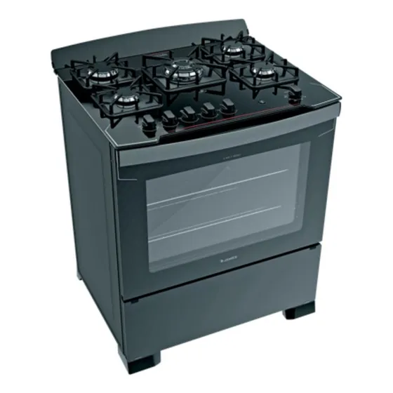 Cocina A Gas James Con Mesada Vidrio C805v Negro