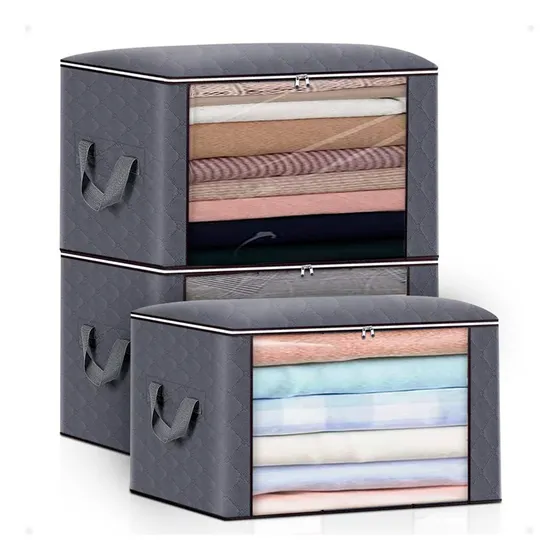 Pack De 3 Cajas Organizadoras De Tela 60x45x30 Cm Guarda Todo, Ideal Para Ropa Y Almacenamiento En Hogares Y Oficinas Resistente, Plegable, Y Versátil, Diseño Moderno Y Práctico Otec