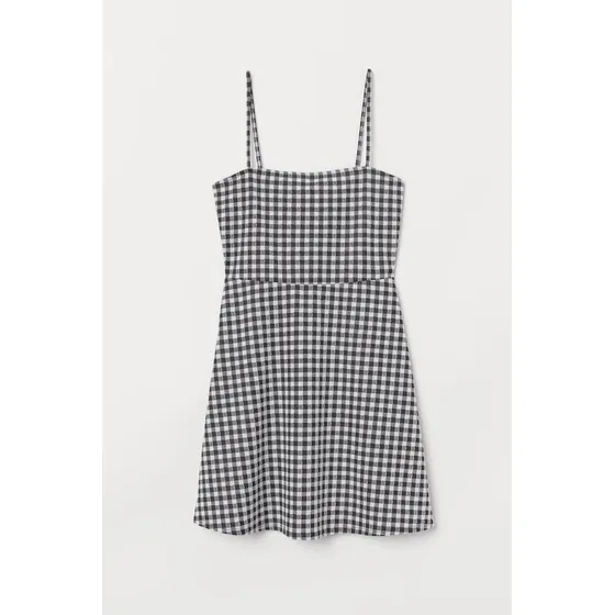 Vestido H&m Divided Corto A Cuadros Talla Xxs