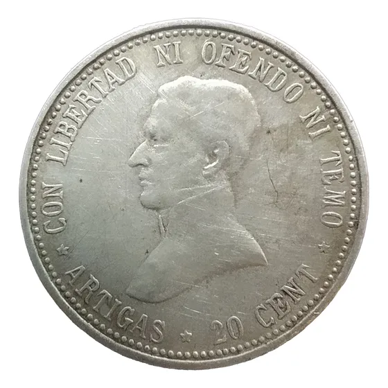 Antigua Moneda De Plata 20 Centésimos Uruguay 1920 Km# 24 #2