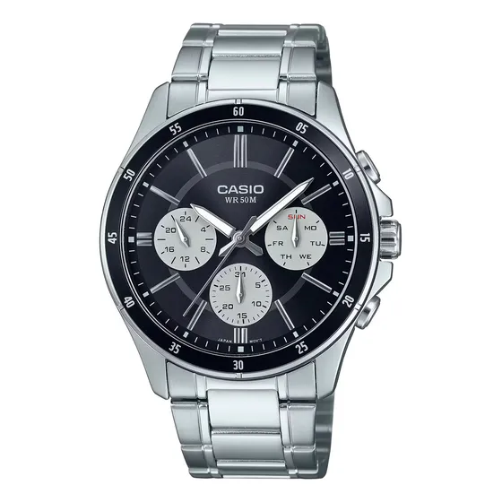 Reloj Casio Mtp-1374d Negro Con Plateado