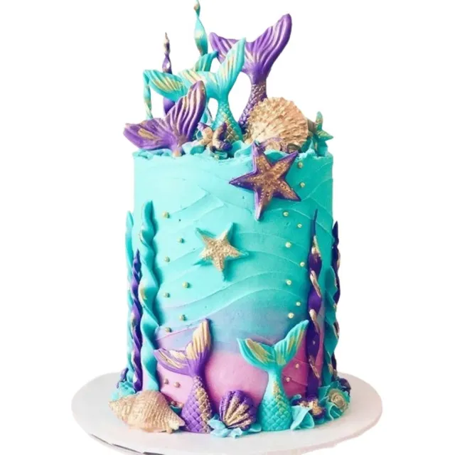 Adorno De Torta Temática La Sirenita 18 Pzas + Perlas 