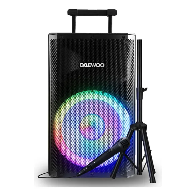 Bocina Bafle Bluetooth 15 Pulgadas Daewoo Modelo Dw-xpro Subwoofer Tws Radio Fm Luces Led Con Tripié Y Micrófono 30w Rms DW1515