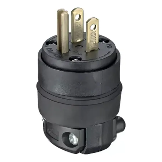 Clavija Recta De Hule, Nema 5-15p, 2p, Negro. Leviton