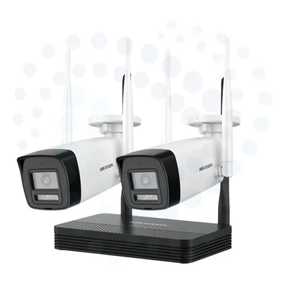 Kit Seguridad Hikvision Easy Link Wi-fi Nvs + 2 Bullet 4mp Color Blanco