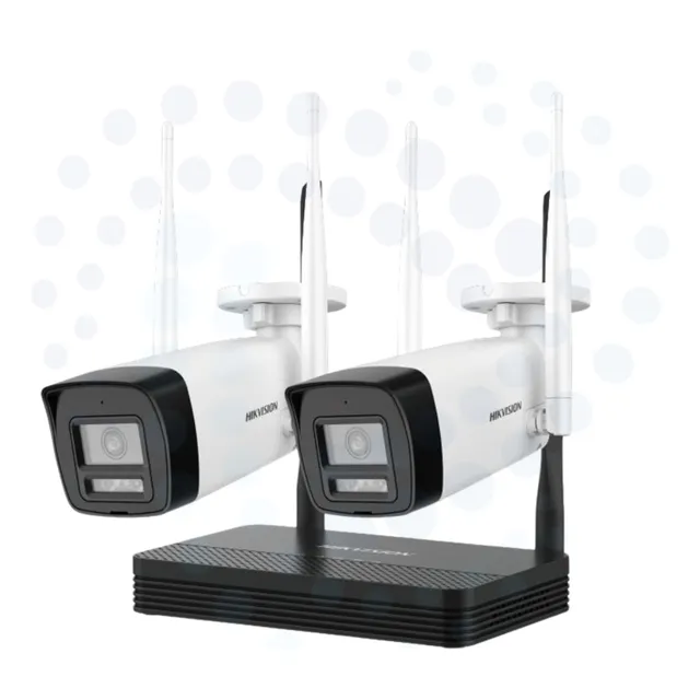 Kit 2 Cámaras Wifi Balas Exterior Nvr Hikvision Easylink 4mp Color Blanco