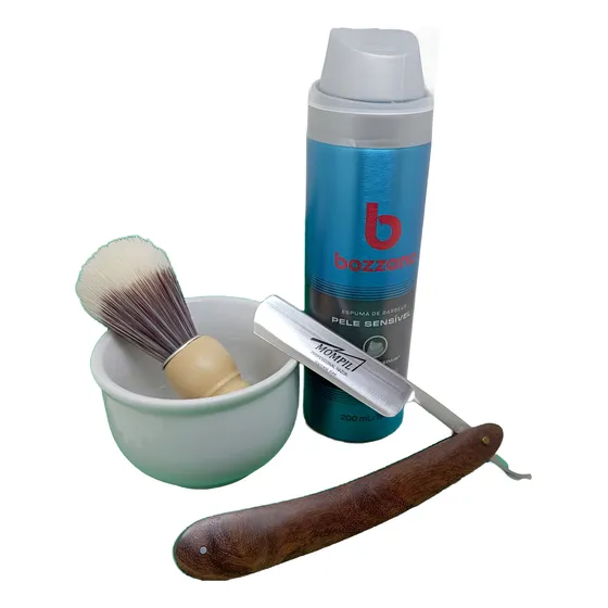 Navalha Mompil  Cumbuca  Pincel De Barbear  Espuma   Bozzano