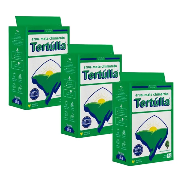 Kit 3 Erva Mate Chimarrão Tertúlia Tradicional Alto Vácuo