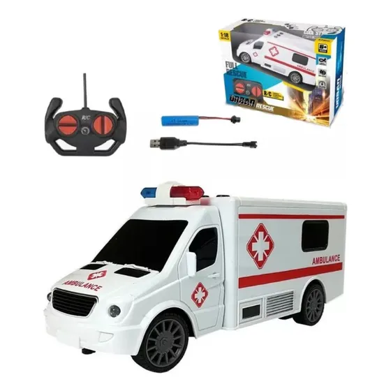 Ambulancia A Control Remoto Bateria Recargable, Luces Sonido
