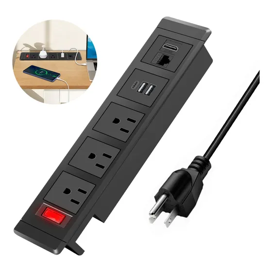 Enchufe Escritorio Embebido Placa Contactos 3ac/usb/hdmi/cat
