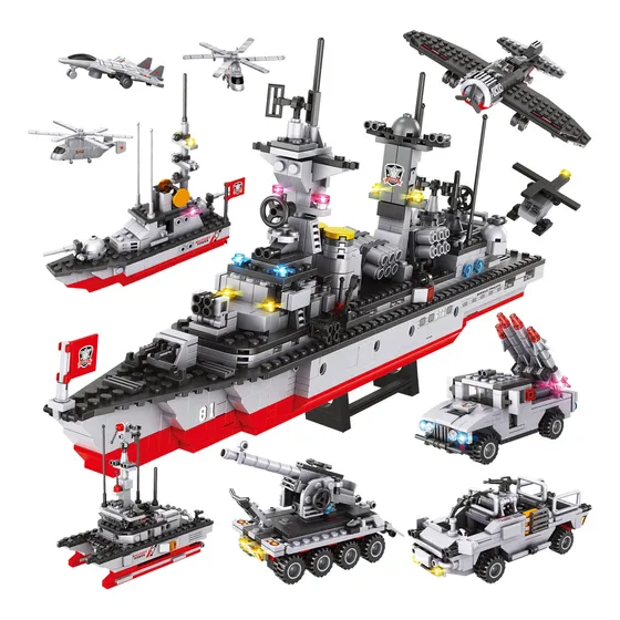 Juego Bloques Construcción Barco Guerra Navidad 2