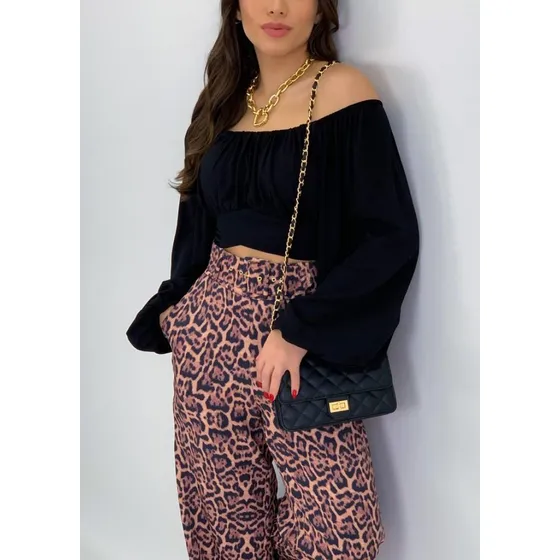 Blusa Crop Top Campesina Dama Casual Hombros Descubiertos