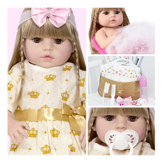 Boneca Estilo Bebê Reborn Baby Alive Princesa Cabelo Loiro Boneca Estilo Bebê Reborn Baby Alive Princesa Cabelo Loiro