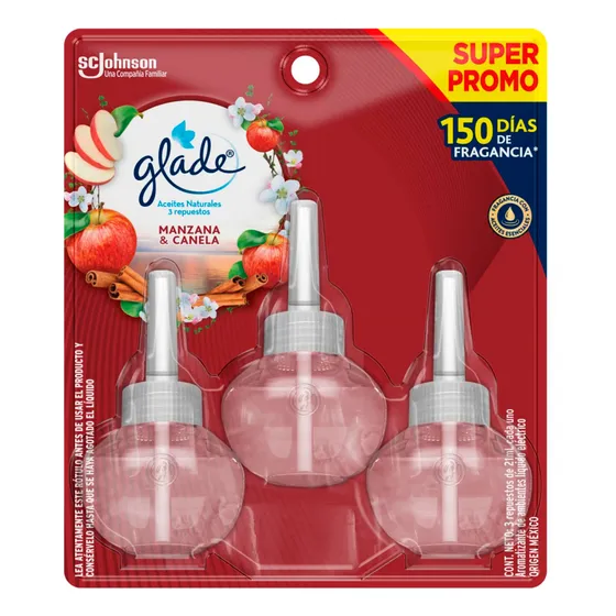 Glade Aceites Naturales Manzana Canela Repuesto 21ml 3u