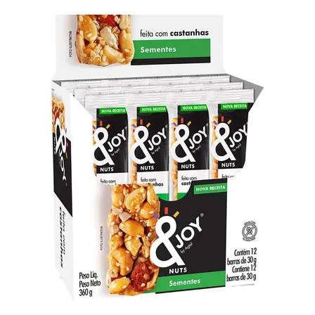 Barra De Castanha Nuts Ejoy Sementes Caixa Com 12 Un 30g