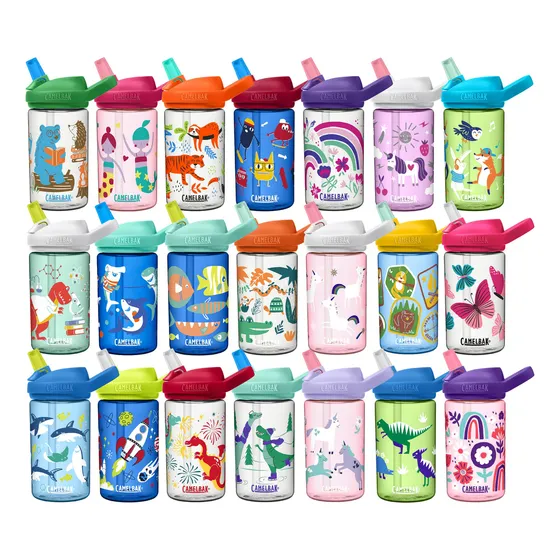 Termo De Agua Eddy+kids Camelbak Niño Plástico Tritan 400ml Color Explorer Patches