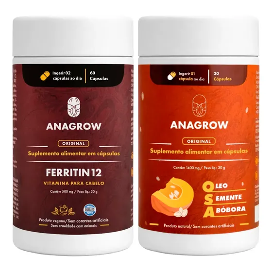 Kit Ferritin12 + Osa Ana Grow Suplemento Vitamina P/ Cabelo