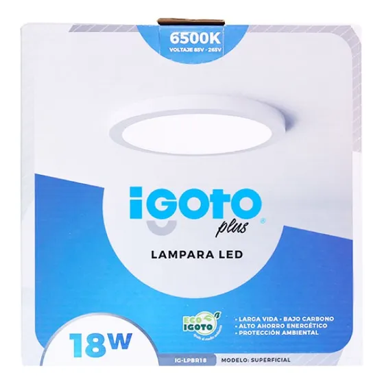 Panel Led 18w Redonda Superficial Igoto