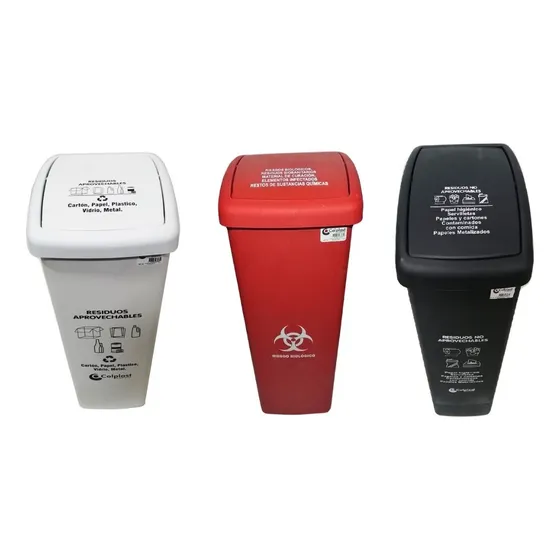 Trio Canecas De 55 Lts Vaivén - Unidad a Color Negro-blanco-rojo