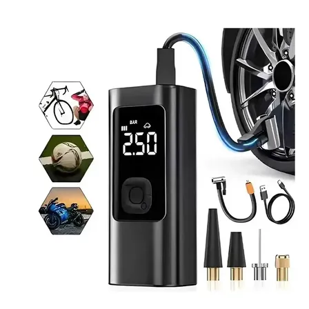 Mini Compressor Ar Calibrador Encher Pneu Portátil Digital Preto 12v