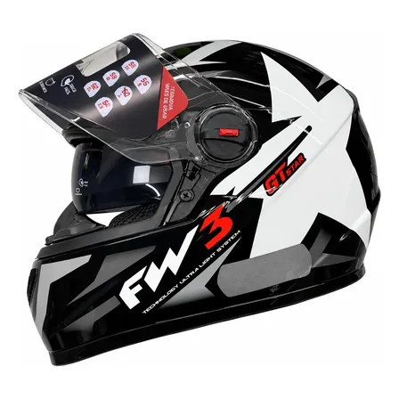 Capacete Moto Integral Fw3 Gtx Preto/branco Estrela/star 58. Preto/branco Estrela Brilhante 58