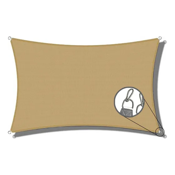 Media Sombra Toldo Vela Rectangular Beige 90% 3m X 4m  Beige