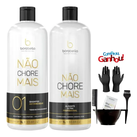 Borabella Kit Alisante Não Chore Mais 2x1l + Kit Aplicação