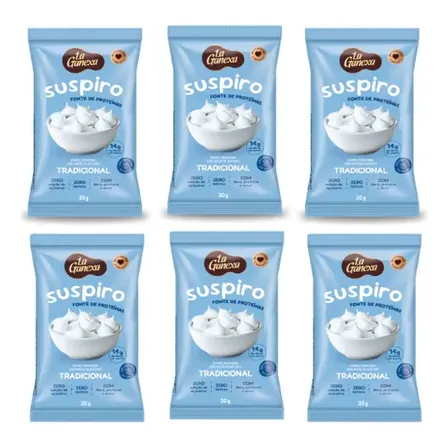 Kit 6 Suspiro Zero Açúcar Tradicional Com Whey 30g La Ganexa