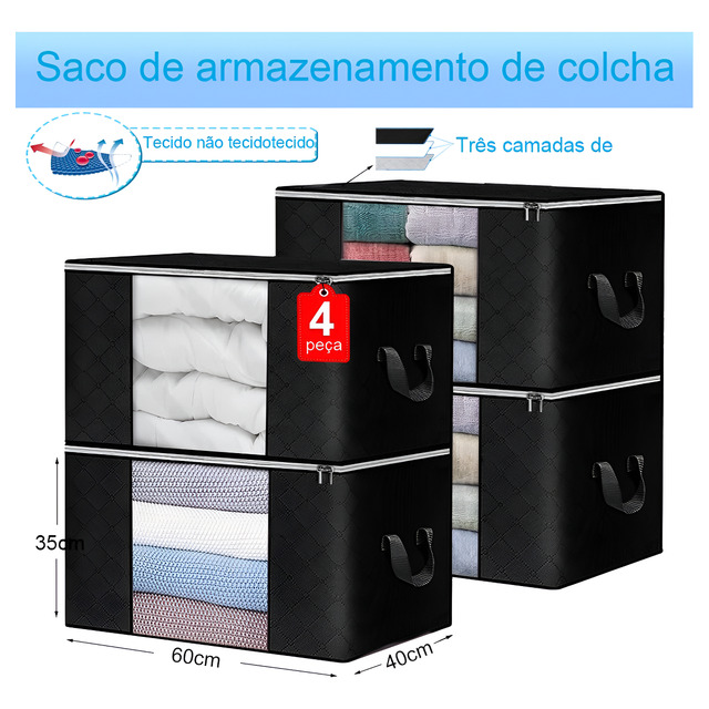 Kit 4 Saco Organizador Edredon Cobertor Multiuso Dobrável Kit 4 Saco Organizador Edredon Cobertor Multiuso Dobrável