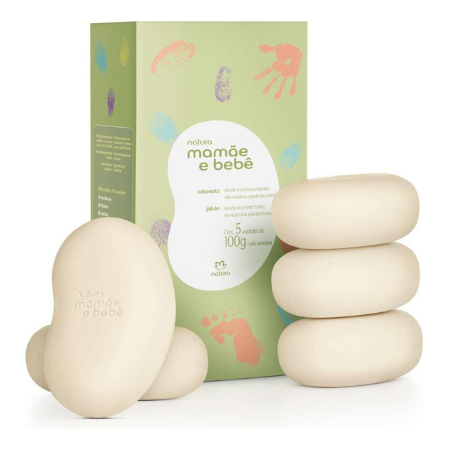 Sabonete Em Barra Mamãe E Bebê Natura - 5 Unid De 100g Cada Sabonete Em Barra Mamãe E Bebê Natura - 5 Unid De 100g Cada