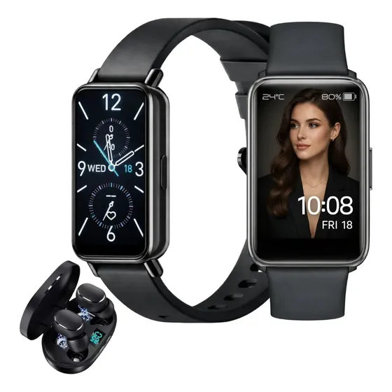 Smartwatch Para Xiaomi Redmi Huawei Iphone Galaxy + Fone Preto