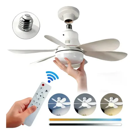 Ventilador Teto 80w Silencioso E27 Bivolt Com Controle 52cm
