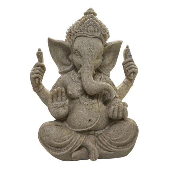 Adorno Ganesha Elefante Abundancia Decoracion Atraccion 21cm Color Beige