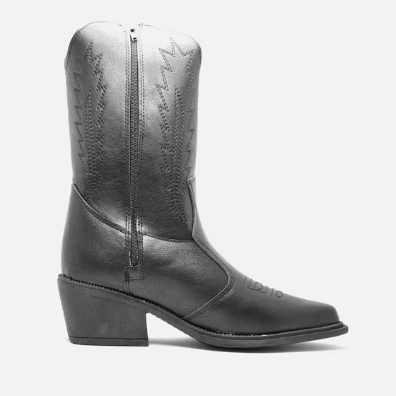 Bota Texana Mujer Justine Cómoda Temporada 2024 Color Negro