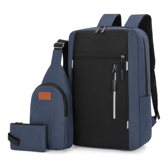 Bolso Morral Puerto Usb Laptop Mochila Deportivo Color Negro
