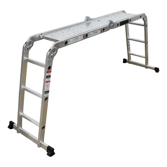 Escalera Multiposiciones De Aluminio 10 Esc C/charola Akron Color Plateado